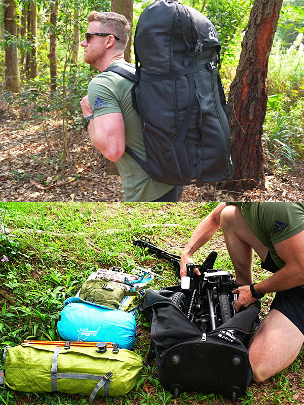 Bicycle backpack traveling backpack The new multi-functional folding backpack with trolley and wheel travel backpack high capacity